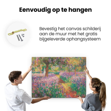 Canvas Schilderij Ophangen Claude Monet Kunstwerk - de Tuin van Irissen door Claude Monet