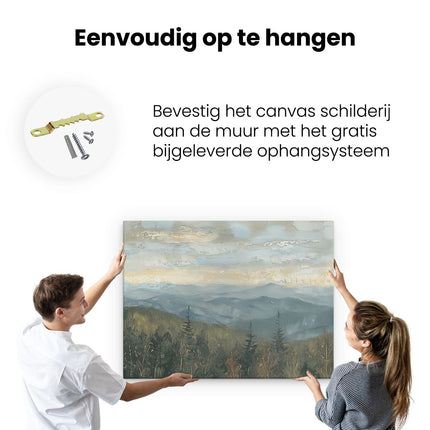 Canvas Schilderij Ophangen Kunstwerk van de Grote Rokerige Bergen