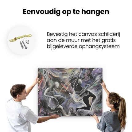 Canvas Schilderij Ophangen Kunstwerk van Twee Mensen die Gitaar Spelen