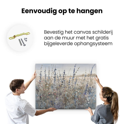 Canvas Schilderij Ophangen Kunstwerk van Wilde Bloemen in een Veld