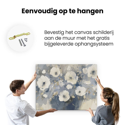 Canvas Schilderij Ophangen Aquarelkunstwerk van Bloemen in een Vaas