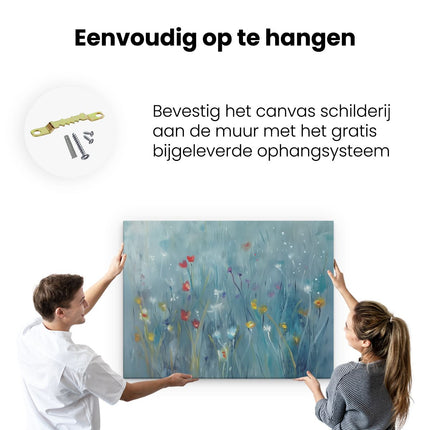 Canvas Schilderij Ophangen Kunstwerk van Bloemen in een Veld