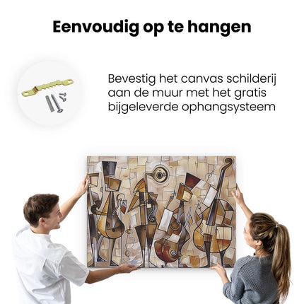 Canvas Schilderij Ophangen Kunstwerk van een Groep Muzikanten