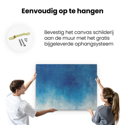 Canvas Schilderij Ophangen Abstract Kunstwerk van Blauw en Wit