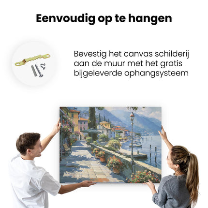 Canvas Schilderij Ophangen Kunstwerk van een Straat in een Stad