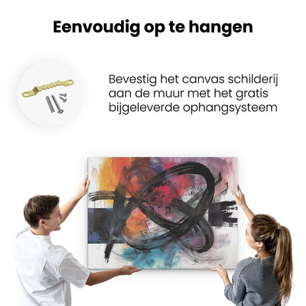 Canvas Schilderij Ophangen Abstract Kunstwerk met Kleurrijke Penseelstreken