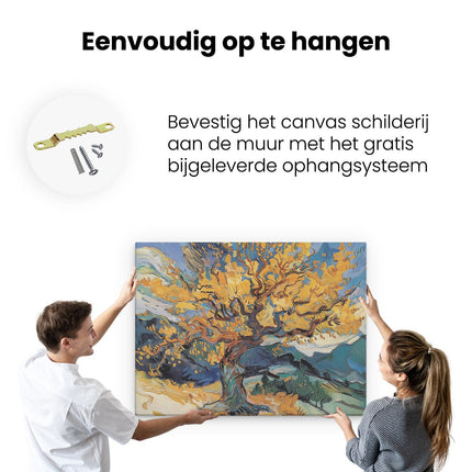 Canvas Schilderij Ophangen Kunstwerk van een Boom met Gele Bladeren