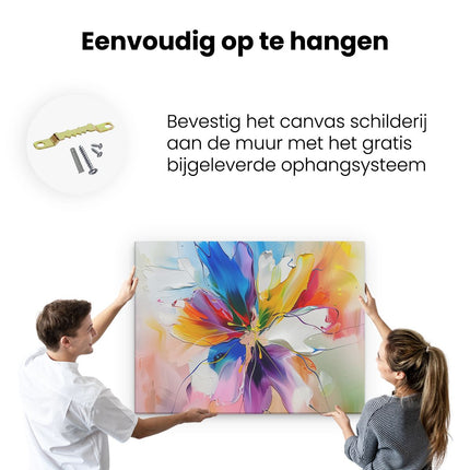 Canvas Schilderij Ophangen Abstract Kunstwerk van een Bloem