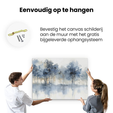 Canvas Schilderij Ophangen Aquarelkunstwerk van Bomen
