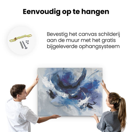 Canvas Schilderij Ophangen Abstract Kunstwerk van Blauw en Wit