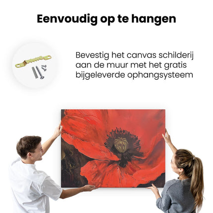 Canvas Schilderij Ophangen Kunstwerk van een Rode Klaproos