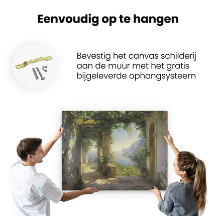 Canvas Schilderij Ophangen Boog die naar de Zee Leidt