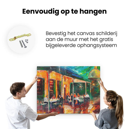 Canvas Schilderij Ophangen Kunstwerk van Mensen in een Restaurant in New Orleans