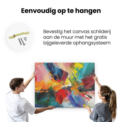 Canvas Schilderij Ophangen Abstract Kunstwerk met Heldere Kleuren