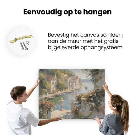 Canvas Schilderij Ophangen Kunstwerk van een Gracht