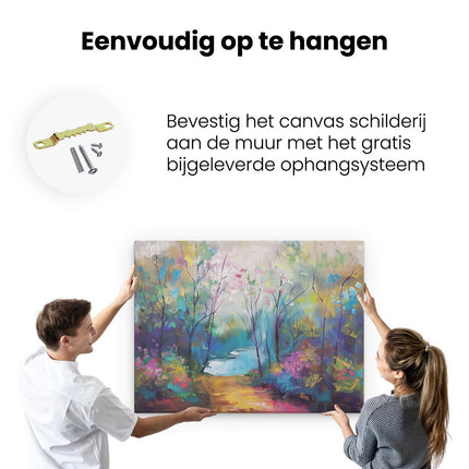 Canvas Schilderij Ophangen Kunstwerk van een Pad in het Bos