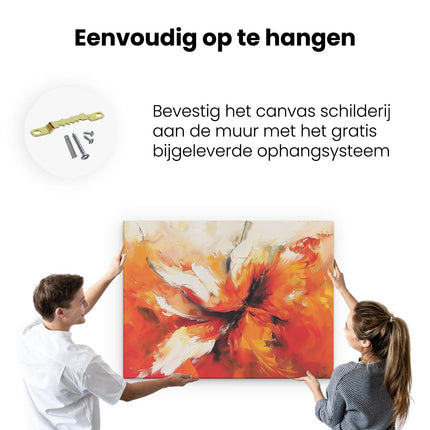 Canvas Schilderij Ophangen Abstract Kunstwerk van een Oranje Bloem