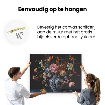 Canvas Schilderij Ophangen Vaas Vol Bloemen