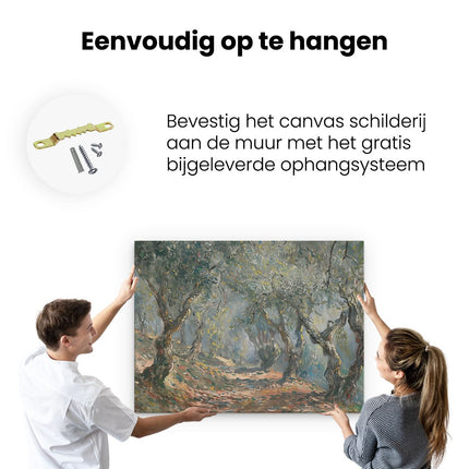 Canvas Schilderij Ophangen Kunstwerk van een Pad door Olijfbomen