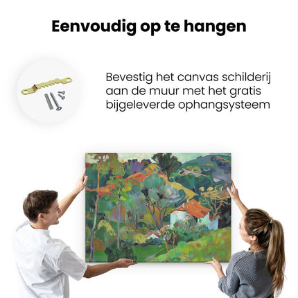 Canvas Schilderij Ophangen Kunstwerk van een Huis op een Heuvel
