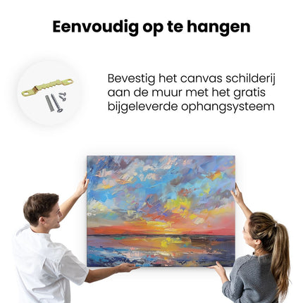 Canvas Schilderij Ophangen Abstract Kunstwerk van een Zonsondergang