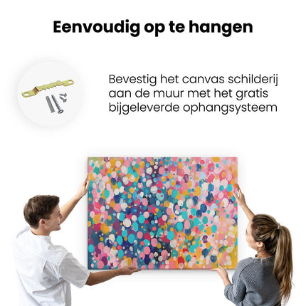 Canvas Schilderij Ophangen Abstract Kunstwerk van Kleurrijke Stippen
