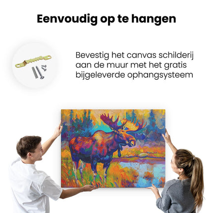 Canvas Schilderij Ophangen Kleurrijk Kunstwerk van een Eland