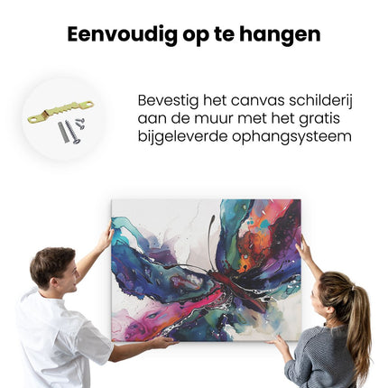 Canvas Schilderij Ophangen Aquarelkunstwerk van een Vlinder