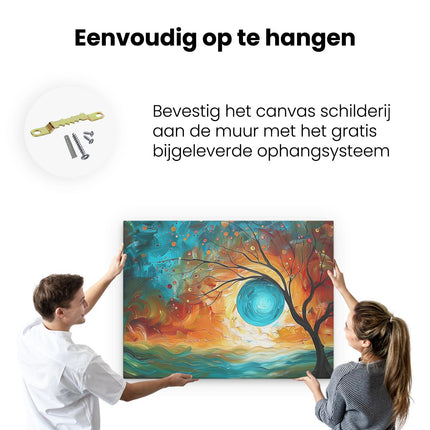 Canvas Schilderij Ophangen Abstract Kunstwerk van een Boom
