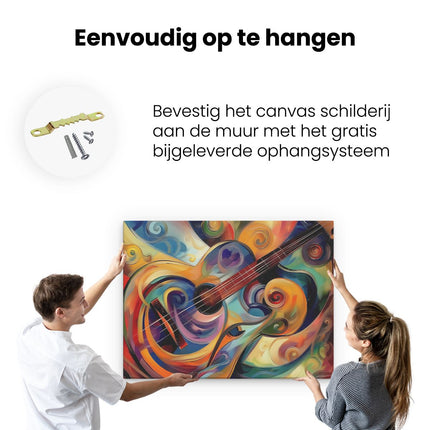 Canvas Schilderij Ophangen Abstract Kunstwerk van een Akoestische Gitaar