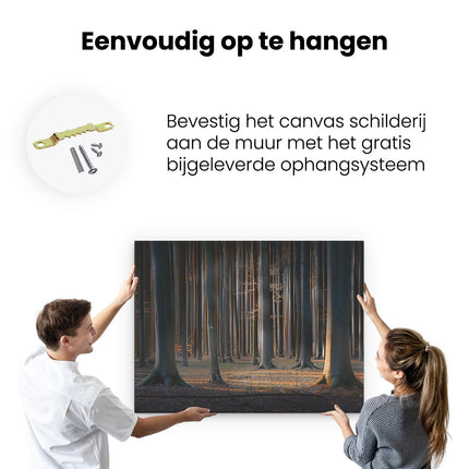 Canvas Schilderij Ophangen Groep Bomen in een Bos