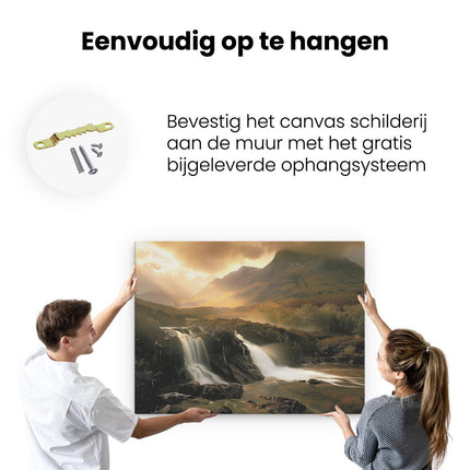 Canvas Schilderij Ophangen Waterval in Schotland