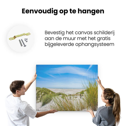 Canvas Schilderij Ophangen Bankje aan het Strand
