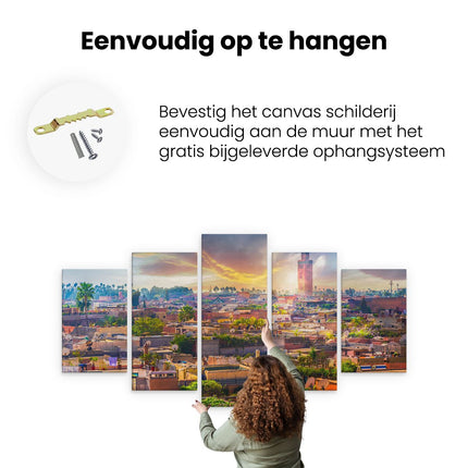 Canvas schilderij vijfluik ophangen medina van marrakesh in marokko