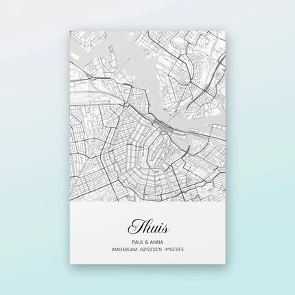 Stadsposter Thuis met namen en coördinaten