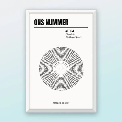 Songtekst poster met witte lijst