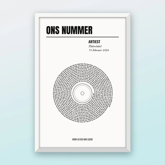 Songtekst poster met witte lijst