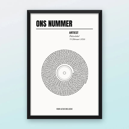 Songtekst poster met zwarte lijst