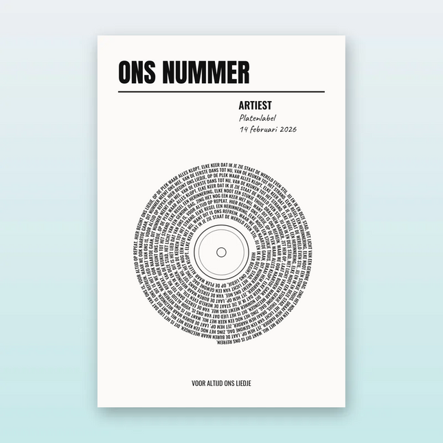 Songtekst poster vinyl strak en minimalistisch
