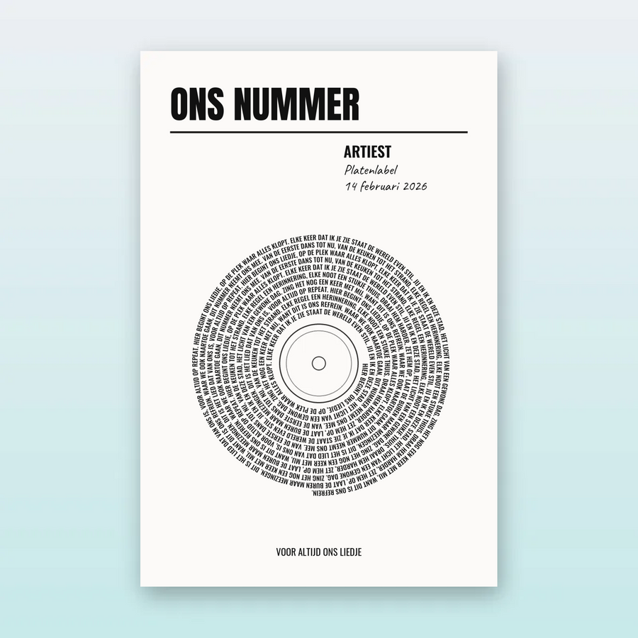 Songtekst poster vinyl strak en minimalistisch