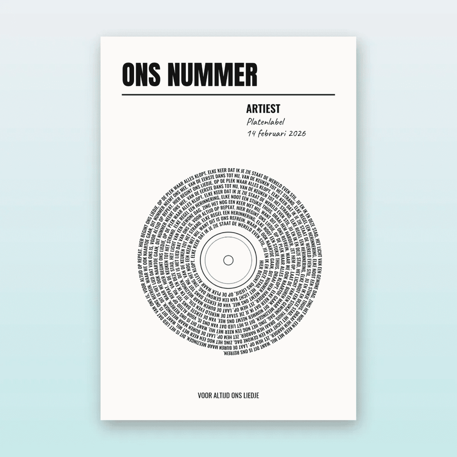 Songtekst Poster Vinyl – Strak & Minimalistisch