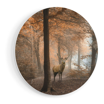 Wandcirkel vooraanzicht Hert In Het Bos - Herfst