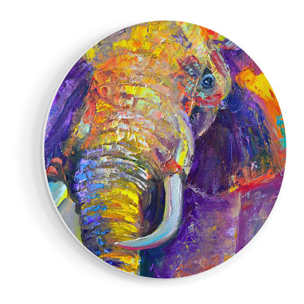 Wandcirkel vooraanzicht Olifant Van Olieverf - Kleur - Abstract