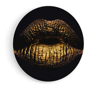 Wandcirkel vooraanzicht Gouden Lippen
