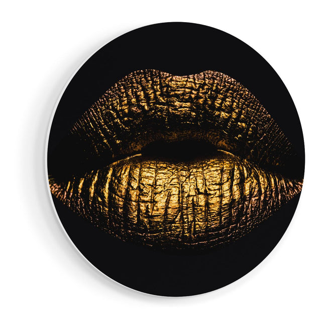 Wandcirkel vooraanzicht Gouden Lippen