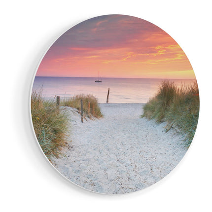 Wandcirkel vooraanzicht Strand En Duinen Bij Zonsondergang