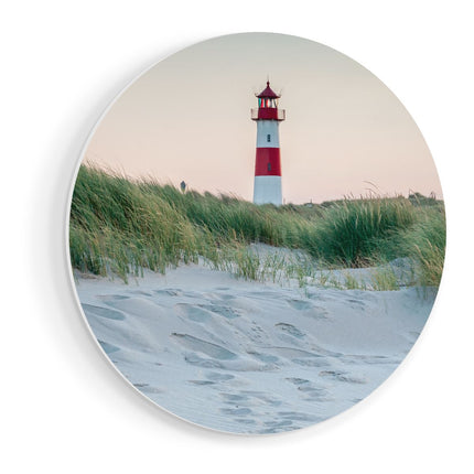 Wandcirkel vooraanzicht Strand En Duinen Met Een Vuurtoren