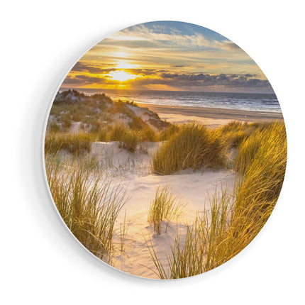 Wandcirkel vooraanzicht Strand En Duinen Tijdens Zonsondergang