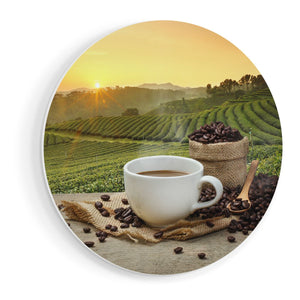 Wandcirkel vooraanzicht Kopje Koffie Op Een Plantage Achtergrond6