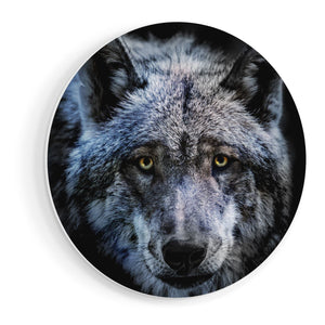 Wandcirkel vooraanzicht Grijze Wolvenkop - Wolf
